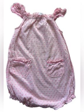 Girls' Pink Printed Cotton Casual Romper Dress